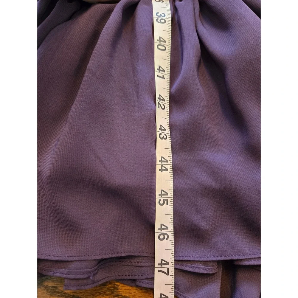 Birdy Grey Plum Purple Michelle Chiffon Ruffle Flutter Maxi Bridesmaid Dress M - Picture 12 of 13